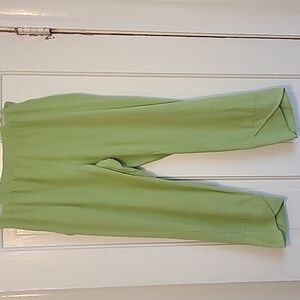 Lime Green Crepe Gauze Tulip Ankle Pants, XL